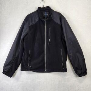 Statements Men Black Fleece Jacket‎ Full Zip Casual Outdoor Size L